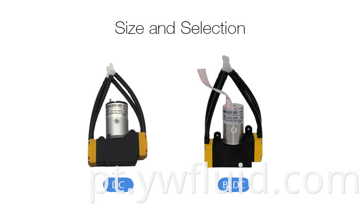 YW07-BLDC-12V 24V Bomba de diafragma sem escova 24V Fluxo de ar livre de ar livre de óleo da cabeça dupla 10L/min